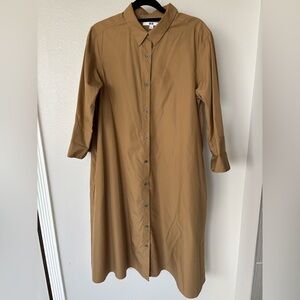 Uniqlo Long Sleeve Khaki Shirt Dress